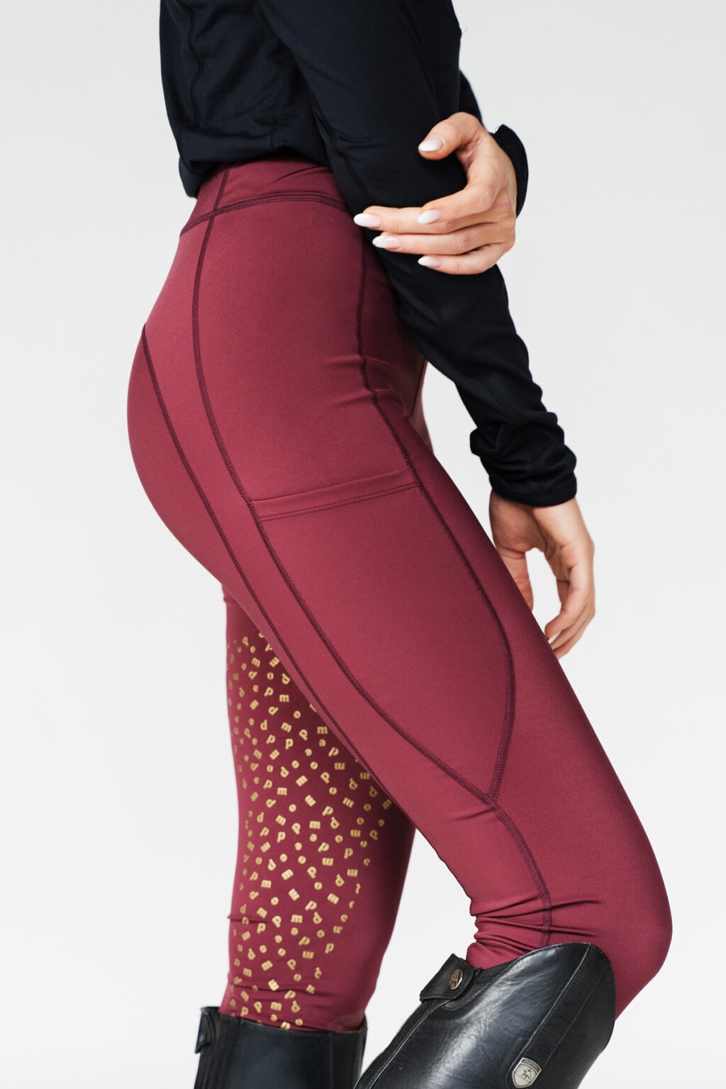 Millie Burgundy Bling, Riding Leggings - Image 3