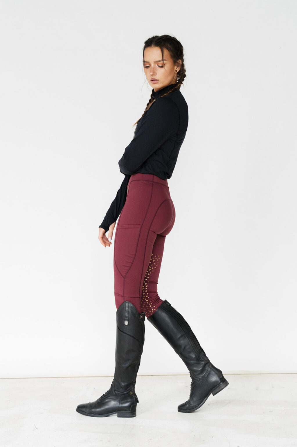 Millie Burgundy Bling, Riding Leggings - Image 4