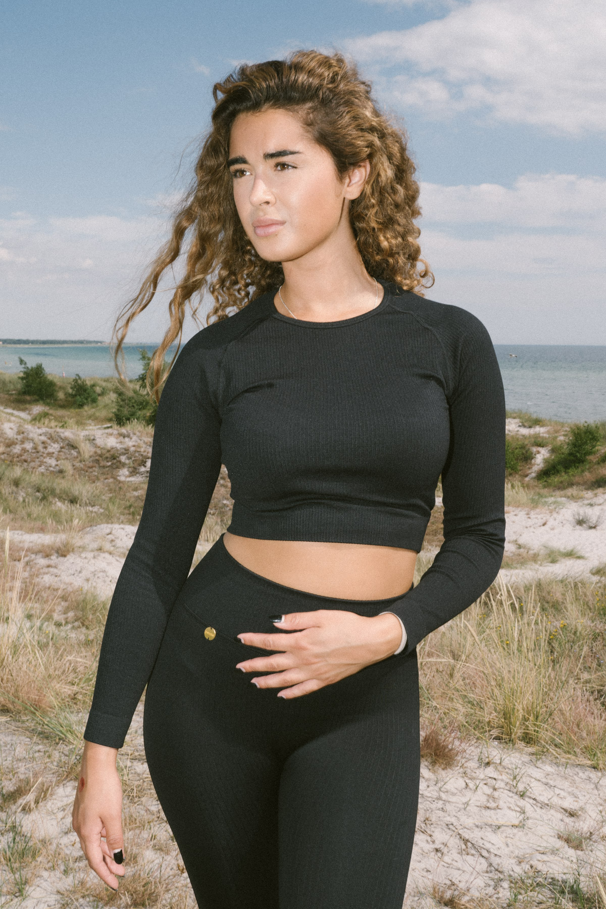 Elsa Seamless Crop Top, Black