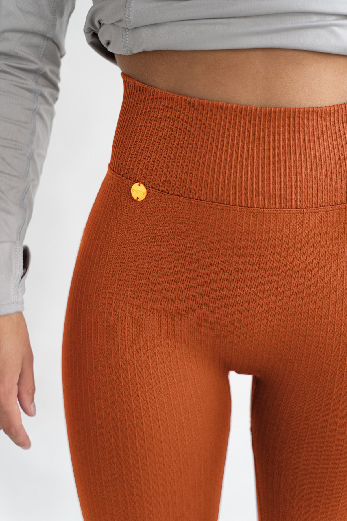 Ribbed Leggings Set in Burnt Orange