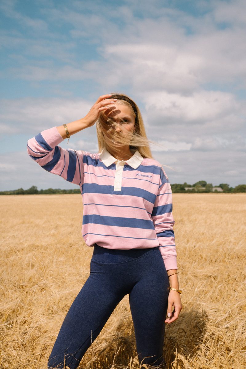 Diana Rugby Sweater, Pink Sugar:Dark Blue 3